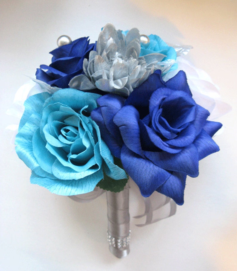 Wedding Bouquet Bridal Silk Flowers 17 Piece Package Etsy