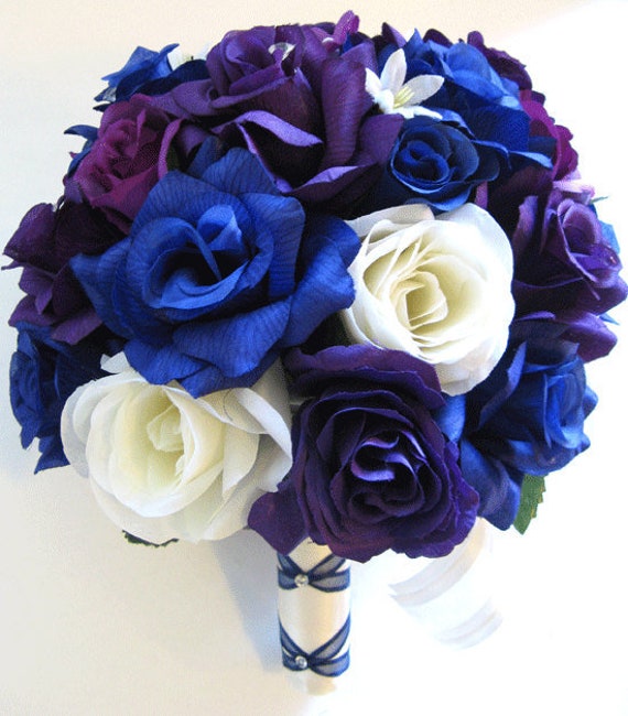 Wedding Flowers Silk Bridal Bouquet 17 Piece Package ROYAL - Etsy