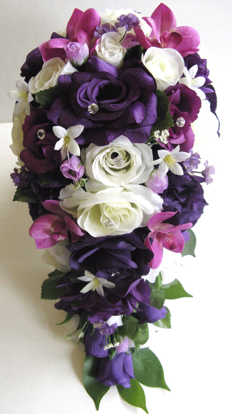 Wedding bouquets Silk flowers Bridal bouquet PURPLE PLUM | Etsy