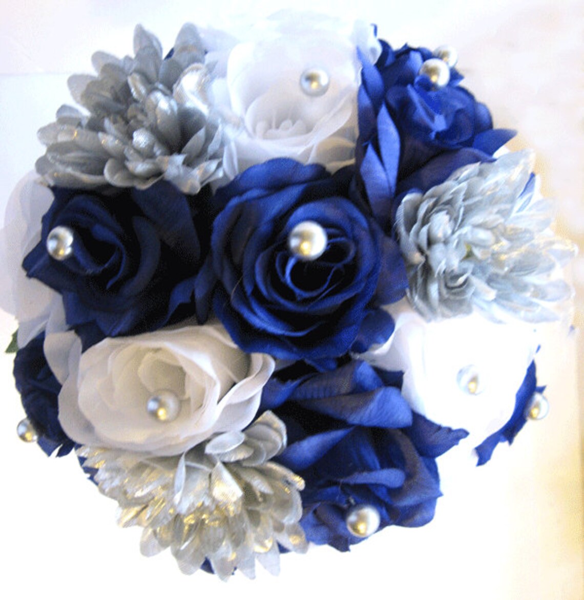 17 piece Wedding Silk flower Bouquet Bridal Package SILVER Etsy