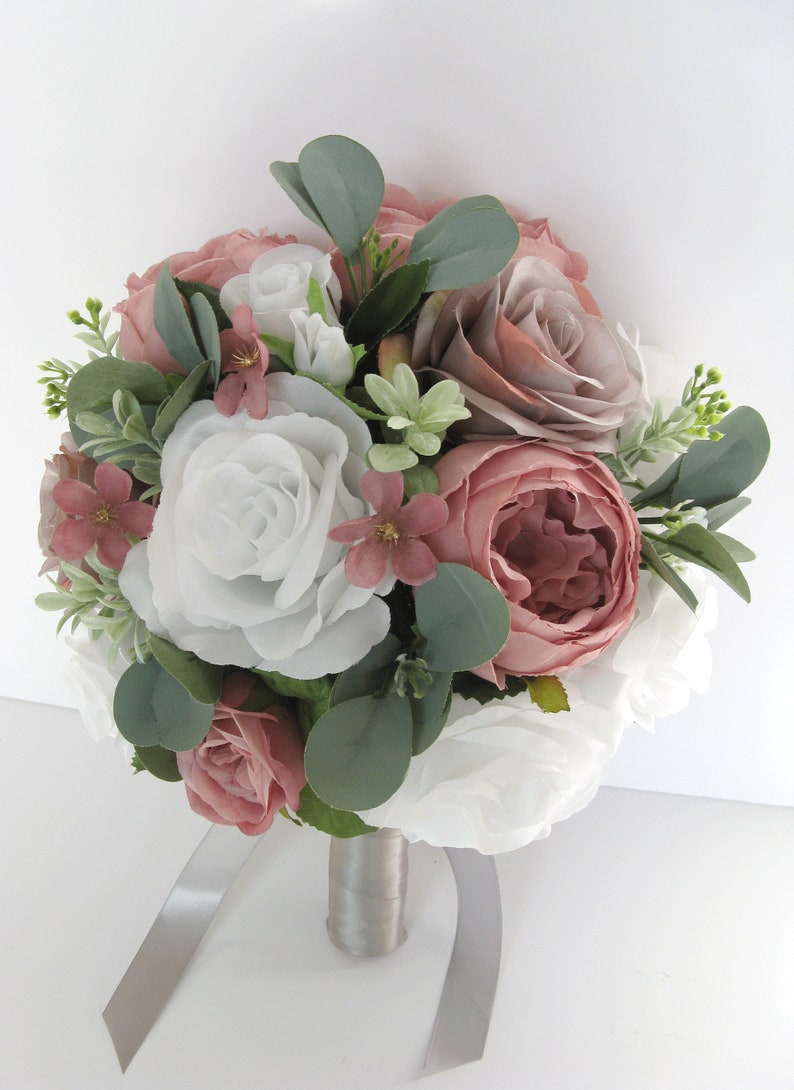 Wedding Bridal Set 17 Piece Bridal Bouquets Light Gray Mauve White Silver Pink Wedding Silk Flower Bouquet Bridesmaid Set Rosesanddreams Accessories Weddings Valresa Com