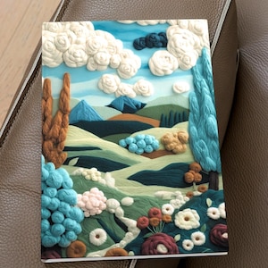 Journal intime pour les amoureux de la nature, carnet de notes de paysage 3D lunatique, motif tricoté en fil réaliste, cadeau inspiré de la broderie, journal intime