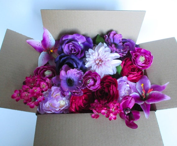 DIY loose flower, purple, berry, Lavender, lilac, Magenta, 32 Silk flowers, Wedding Silk flowers, centerpiece, boutonniere "RosesandDreams"