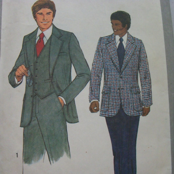 Simplicity 8493 Men's Lined Jacket Vest and Pants Size 44 Suit Pattern