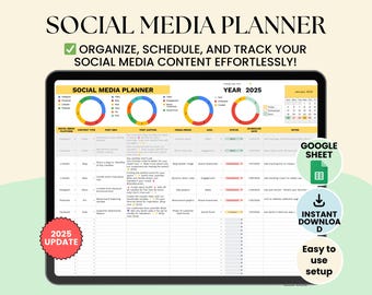 Social Media Content Planner: Google Sheets Template (Digital Download)