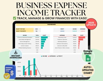 Business Expense Tracker: Income Google Sheet Template (Digital Download)
