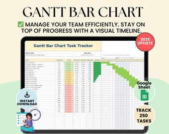 Gantt Bar Chart Google Sheet: Visual Project Timeline Tracker (Digital Download)