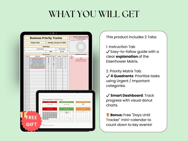 Eisenhower Matrix Google Sheet: Business Task Priority Tracker (digital ...