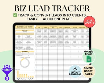 Hoja de cálculo de Google para el seguimiento de clientes potenciales: CRM de gestión de clientes (descarga digital)