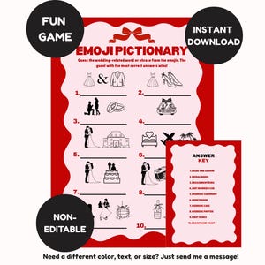 Bridal Shower Emoji Pictionary Game: Non- Editable, Printable (Instant Download)