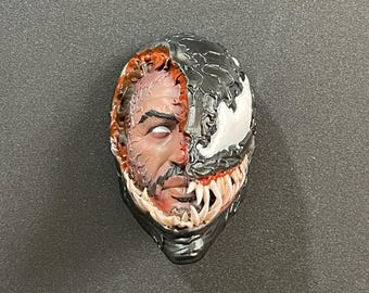 Venom Tom Hardy huvud samlarmagnet handmålad | Marvell Collection | Venom väggmagnet | Spiderman-magnet