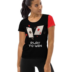 Bonita camiseta para mujer con estampado de ases de picas y diamantes