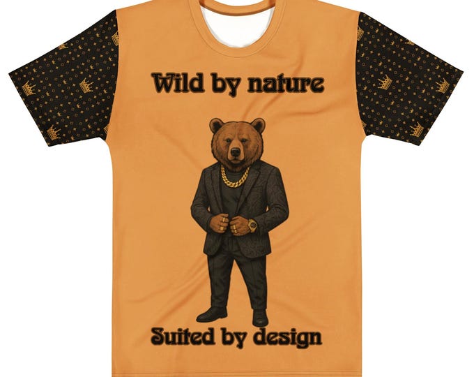 Luxury Bear Graphic T-Shirt – Dapper Bear in Suit with Gold Chains | Streetwear Animal Tee | Cool Fashion Graphic Tee for Men & Women"