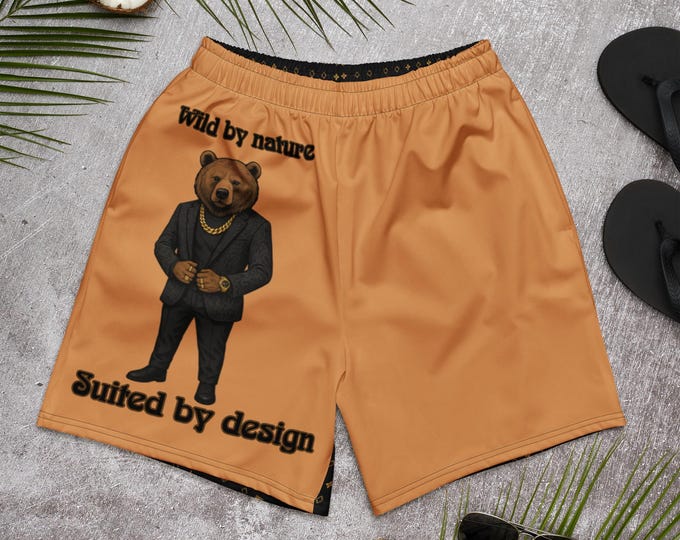 Swagged-Out Bear Shorts – Hip Hop Inspired Unisex Athletic Long Shorts | Bold Streetwear Vibe"