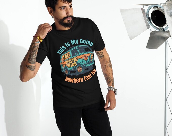 Going Nowhere Fast Street Van Tee – Artsy Retro Graphic T-Shirt – Funny Heavyweight Unisex Shirt – 70s Groovy Vanlife Aesthetic Tee