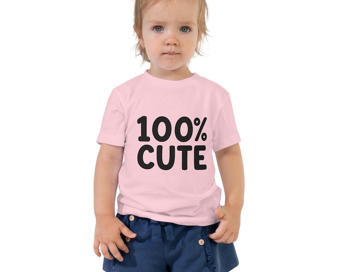 100% Cute Toddler Short Sleeve Tee – Fun Graphic T-Shirt for Boys and Girls – Soft & Comfy Kids Shirt – Playful Toddler Outfit"