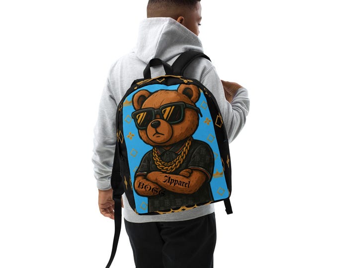Polo Bear Graphic Backpack – Urban Streetwear Bag, Boss Style Minimalist Backpack, Dope Unisex Travel Bag