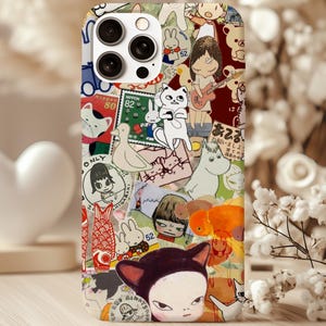 Kawaii Collage Phone Case, Miffy, Yoshitomo Nara, Iphone 16 15 14 13 12 11 X Pro Max Case, Samsung Case, Anime Phone Case, Cute Japanese Art