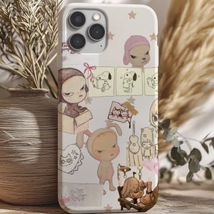 Funda para teléfono con collage de Yoshitomo Nara, funda para iPhone 16, 15, 14, 13, 12 y 11 Pro Max, funda para Samsung Galaxy, kawaii, funda de anime, arte japonés