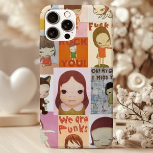 Vibrant Yoshitomo Nara Collage Phone Case, Iphone 16 15 14 13 12 11 Pro Max Case, Samsung Galaxy, Kawaii, Anime Phone Case, Japanese Art