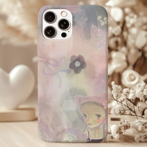Minimalist Aya Takano Phone Case, Japanese Art, Kawaii Anime iPhone Case 16 15 14 13 12 Pro Max, Samsung Galaxy S25 S24, Pixel 9 Pro Case
