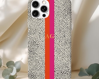 Personalized Dot Leopard Print Monogram Phone Case: iPhone Samsung Pixel | Custom Name (MagSafe Available)