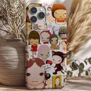 Yoshitomo Nara Collage Phone Case, iPhone 16 15 14 13 12 11 Pro Max, Samsung Galaxy, Kawaii Phone Case, Japanese Art, Aesthetic Anime Merch