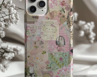 Charming Kitty & Miffy Phone Case: iPhone, Samsung, Pixel | Pink Kawaii Collage (MagSafe Available)