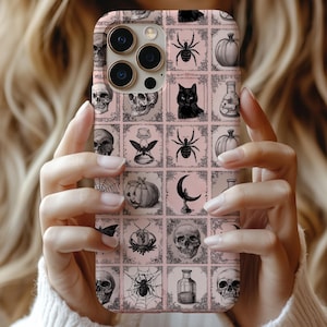 Pink Gothic Horror Phone Case for iPhone, Samsung & Pixel, Vintage Halloween Tough Cover