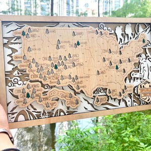 Kaarttracker nationaal park | wandelcadeau aanpasbaar | roadtripplanner voor het gezin | Afstudeercadeau | verjaardagscadeau voor buitenmensen