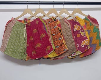 Bulk Lot Handmade Vintage Cotton Kantha Shorts Indian Comfy Lounge Yoga Travel Shorts