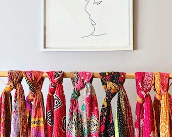 Bulk Lot Handmade Vintage Cotton Kantha Scarves Reversible Indian Boho Kantha Scarf Perfect Gift for Her