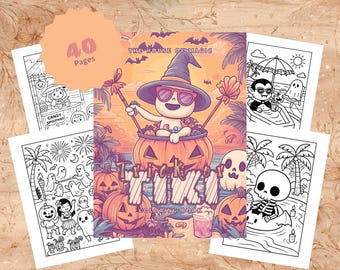 Spooky Summer Coloring Book, Summerween Coloring Pages, Spooky Cute Summer Party, Kids Summer Activity Book, Cute Spooky Holiday Coloring