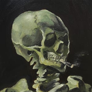 Skull and Cigarette oil painting
