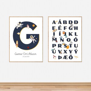 Custom Space Nursery Prints for baby boy, Space nursery letter print, personalised nursery prints, wall art, digital
