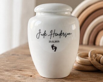 Small Baby Loss Memorial Urn for Ashes | Personalised Ceramic Baby Keepsake