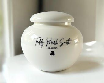 Large Custom Engraved Child Urn for Ashes | Personalised Ceramic Memorial for infant
