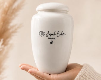 Medium Baby Urn for Ashes | Personalised Infant Memorial Urn | Handcrafted White Ceramic Keepsake