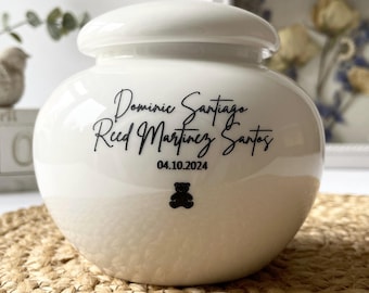 Large Infant & Child Urn for Ashes | Personalised White Ceramic Memorial | Baby Ashes Keepsake
