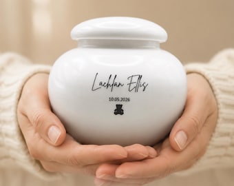 Medium Custom Baby Ashes Urn | Bloom White Ceramic Baby Urn | Baby Memorial Gift
