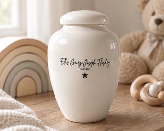 Large Child & Baby Ashes Urn | White Ceramic Baby Cremation Urn | Infant Memorial | Minimalist Baby Urn