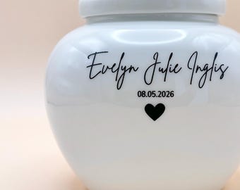 Small Custom Baby Urn | Modern White Ceramic Memorial for Baby Ashes | Stillbirth Keepsake