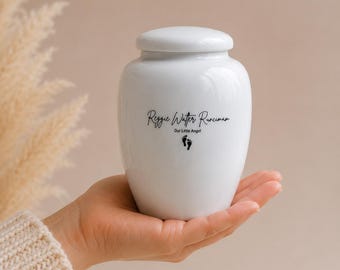 Small Keepsake for Baby Ashes |  White Ceramic Baby Cremation Urn | Infant, Miscarriage & Stillbirth Memorial