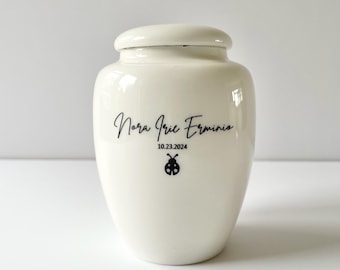 Small Personalised Baby Urn for Ashes | Ceramic Memorial Urn | Engraved Infant Keepsake