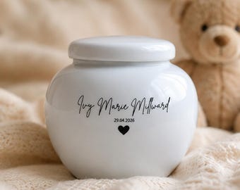 Small Personalized White Ceramic Infant Cremation Urn for Ashes | Baby Memorial | Stillbirth & Miscarriage