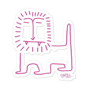 Mr Lion Sticker, street art. streetwear, graffiti, line art, spray paint, Ogarth, skater, skateboard style