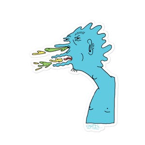 Mr Choo Sticker, street art, streetwear, graffiti, ogarth, skateboard decal, line art, skater, skateboard style