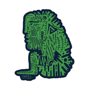 Golden Idol Sticker, graffiti, street art, streetwear, ogarth, designer, skater, skateboard style