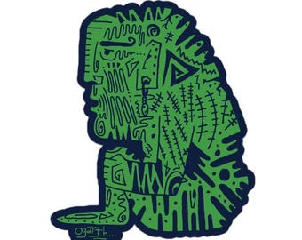 Golden Idol Sticker, graffiti, street art, streetwear, ogarth, designer, skater, skateboard style