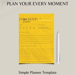 Mood Tracker Printable, Daily Mood Journal, Bullet Journal Template, Habit Tracker, Digital Planner Page, Mental Health Tracker